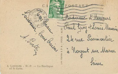 Lourdes - H.-P. — Bazylika i rzeka Gave — wydawca APA — Rewers