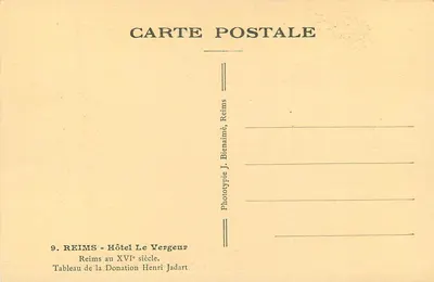 Reims w XVI wieku — Obraz Daru Henri Jadart — Fototypia J. Bienaimé — Rewers