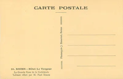 Wielka róża katedry — Reims — Fototypia J. Bienaimé, Reims — Rewers