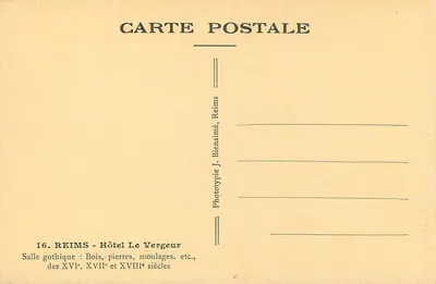 Reims — Hotel Le Vergeur — Sala gotycka — Drewno, kamienie, rzeźby itp. z XVI, XVII i XVIII wieku — Rewers