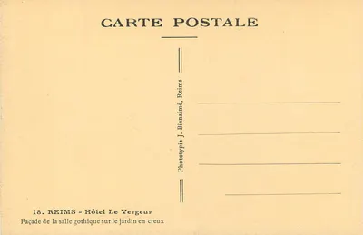 Reims - Hotel Le Vergeur — Façada sali gothicznego na ogród wklęsły — Phototypie J. Bienaimé, Reims — Rewers