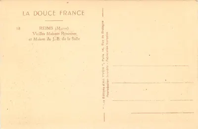 Reims — Stare domy Reims i dom J.-B. de la Salle — Wydawnictwo Art YVON — Rewers