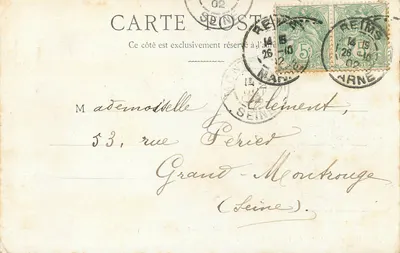 Reims — Estátua do Marquês Drouet Conde d'Erlon — Fototipia Ponsin-Druart, Reims — Verso