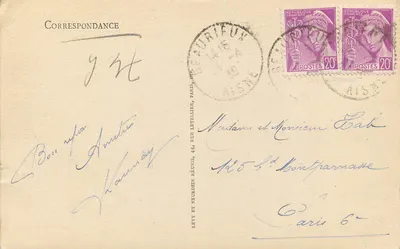 Igreja de CHAUDARDES (Aisne) — Portal da fachada (século XIV) — Virgem 1904 — Verso