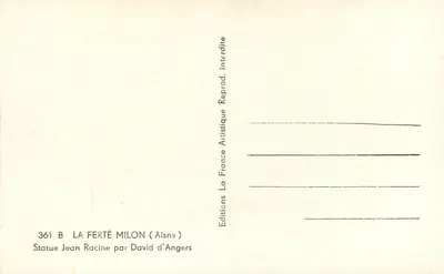 Estátua de Jean Racine em La Ferté-Milon — Aisne — Edições Artistic France — Verso