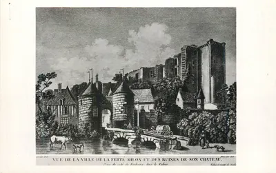 Vista da cidade de La Ferté-Milon e das ruínas de seu castelo — Editor E. Roche, Nangis (S.-et-M.)