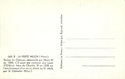Ruínas do Castelo de La Ferté-Milon — Aisne — Éditions Artistique France — Verso
