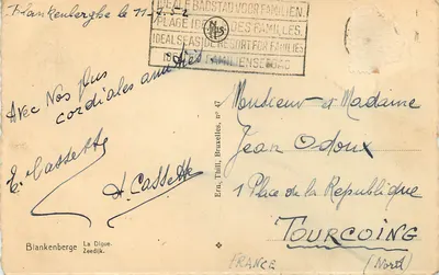 Vista de Blankenberge — Praia ideal para famílias — Ern. Thill, Bruxelas, n° 47 — Verso