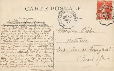 Stara pocztówka Un Tad ooz Breton Etude de Tête Folklore — Rewers