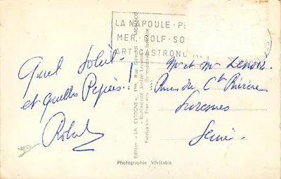 La Napoule — A Praia, o Castelo e o Golfo — Édition La Cigogne — Verso