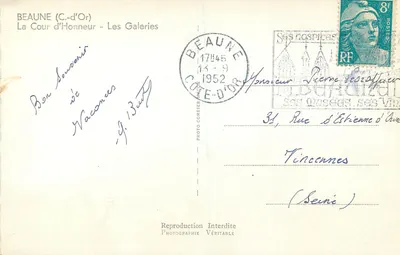 Beaune (C.-d'Or) — La Cour d'Honneur — Las Galerías — Photo Combière — Reverso