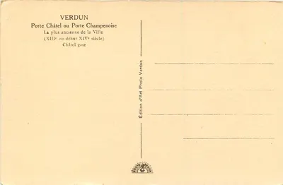 Verdun — Porte Châtel lub Porte Champenoise — Wydawnictwo Sztukowe Verdun — Rewers