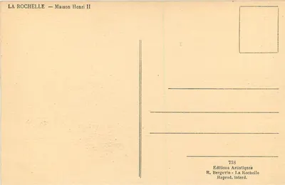 La Rochelle — Casa Henri II — Edições Artísticas — Verso