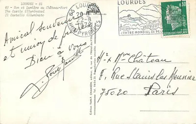 Lourdes - Il Castello-Fortezza illuminato — Edizione Yan P. Chambon, n°60 — Verso