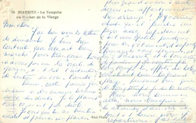Biarritz - A Tempestade no Rocher de la Vierge — Réal-Photo, n°33 — Verso