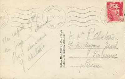DAX (Landes) — Vue générale sur l'Adour — Delbey, n° 517 — Verso