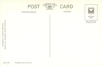 Honister Crag and Pass — Gomis Ltd., Keswick — n° série LK.D. 344 — Verso