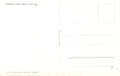 Gasthof zum Bären, Gsteig — editore Franz Villiger, n° 217 — Verso