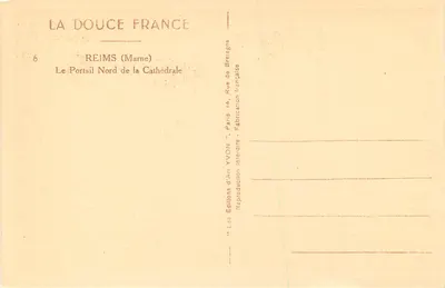 Reims — Portail Północny Katedry — Wydawnictwo Sztuki YVON — Rewers