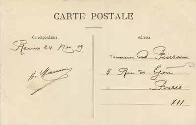 Reims — Katedra — Szczegóły zewnętrzne absydy — Wydawca nieznany, nr 5 — Rewers
