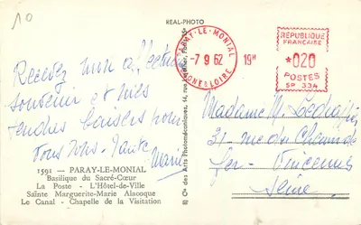 Pazay-le-Monial — panoramische uitzicht en monumenten — onbekende uitgever, serie nr. 1591 — Achterkant