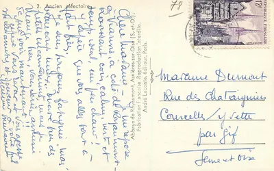 Stare refektarze — Abpia Royaumont (S.-et-Oise) — André Laconte, wydawca — Rewers