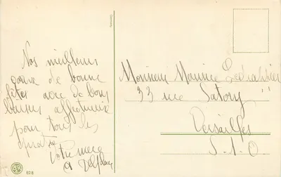 Kwiaty orchidei — Szczęśliwego Dnia — wydawca BR n°628 — Rewers