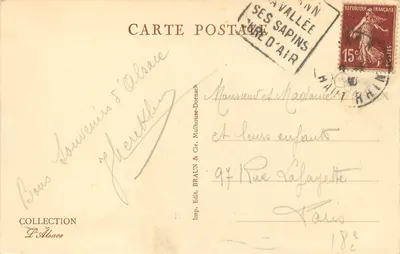 Mulhouse — Ratusz — wydawca BRAUN & Cie, n° 250 — Rewers