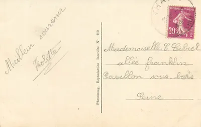Thann, Katedra — widok budynku gotyckiego z wieżą z ostrzem — Photomaga, Reprodukcja zakazana N° 110 — Rewers