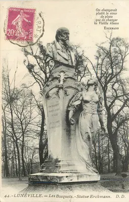Lunéville — Os Bosquetes — Estátua Erckmann. D.D.