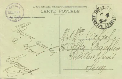 Belfort - El León — obra de Bartholdi — editor Marcel Schmitt, Belfort — Reverso