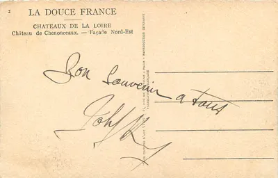 Castelo de Chenonceaux — Fachada Nordeste — Edições La Douce France — Verso
