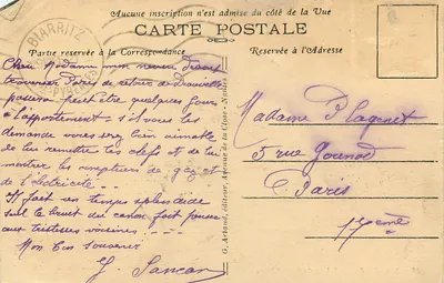 Biarritz — Efekt nocy na Młynie — G. Artaud, wydawca — Rewers