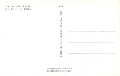 L'Isle-Adam — Portal kościoła — Combier Imp. Macon — Rewers