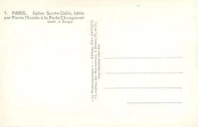 Kościół św. Odile — Paryż — Wydawca RAYMON — Rewers