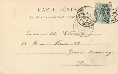 Chalons-sur-Marne — Grand Séminaire — A Capela — J. Parnet, n°2913 — Verso