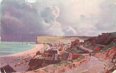 Bilhete postal antigo Os Sítios da França por Eug Bourgeois Normandie a Praia