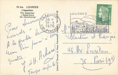 Wydarzenie z Dziewicą z Lourdes — Wydawca E. Luf, n° 76 bis — Rewers