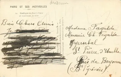 Basílica do Sagrado Coração — Paris — Editor A. Lecointe, n°14 — Verso