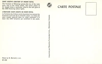 Saint Joseph du Mont-Royal — Oratoire — wydawca Ronalas-Federated Ltd., nr RF-459 — Rewers