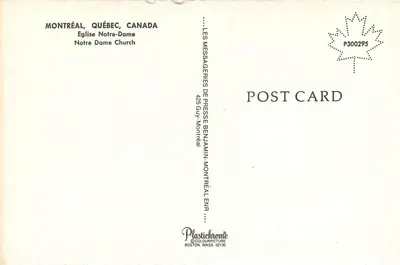 Montréal, Québec, Kanada — Kościół Najświętszej Maryi Panny — Plastichrome P300295 — Rewers