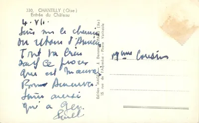Chantilly (Oise) — Wejście na zamek — Wydawnictwo MAGE, nr 330 — Rewers
