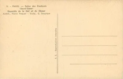 Église des Étudiants (Sacre-Cœur) — Ensemble de la Nef et du Chœur — Paris — Verso