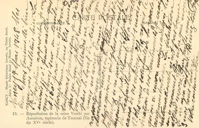 Odrzucenie królowej Vasthi przez Assuérusa — Tapiszeria z Tournai (koniec XV wieku) — Muzeum Duczne, Nancy — Rewers