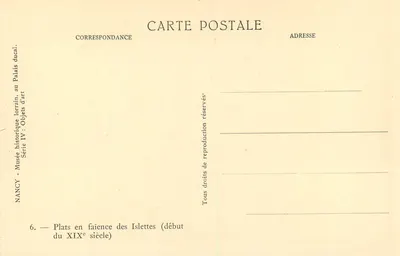 Talerze fajencowe z Islettes (początek XIX wieku) — Muzeum historyczne lotaryjskie, NANCY — seria IV — Rewers