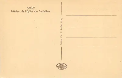 Widok wnętrza kościoła Cordeliers — Nancy — Wydawnictwo V. Roeder — Rewers