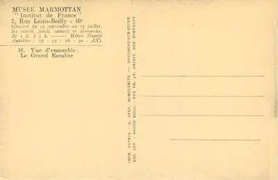 Muzeum Marmottan — Instytut Francji — Ogólny widok: Duży Schodzie — Rewers