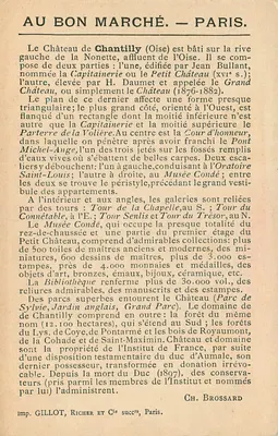 Zamek w Chantilly — Ogólny widok z południa — Imp. Gillot, Richer et Cie, Paryż — Rewers