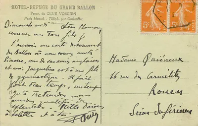 Grand Ballon (Alt. 1424 m.) - Alto Reno — Hotel do Grand Ballon — editor não visível — Verso