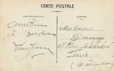 Bordeaux — O Monumento dos Girondinos — Edição J. G. — Verso